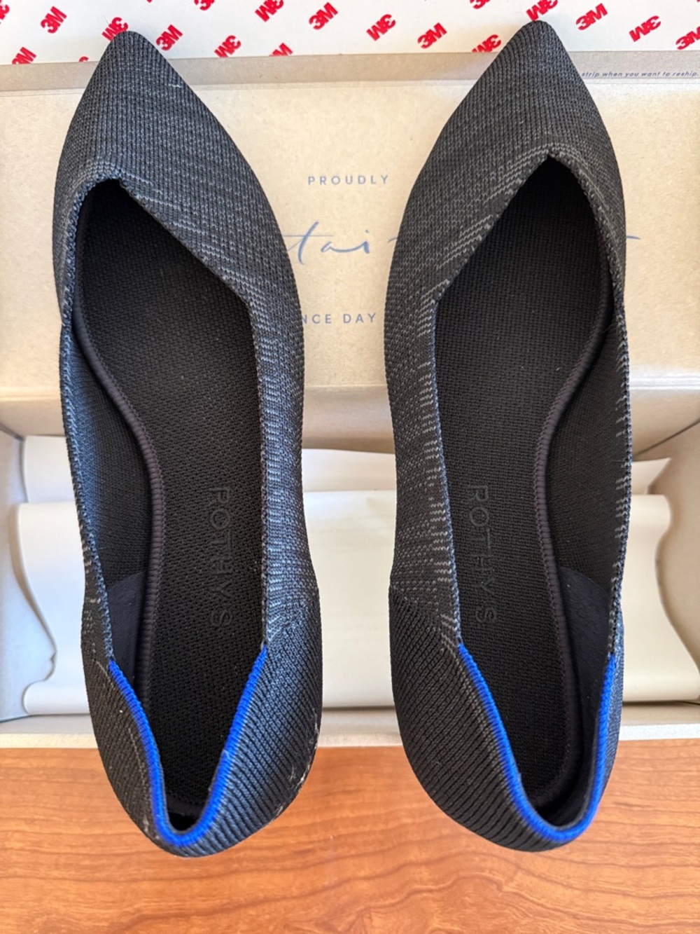 Rothy's Heathered Black Pointed Knit Flats — BRAND NEW IN BOX